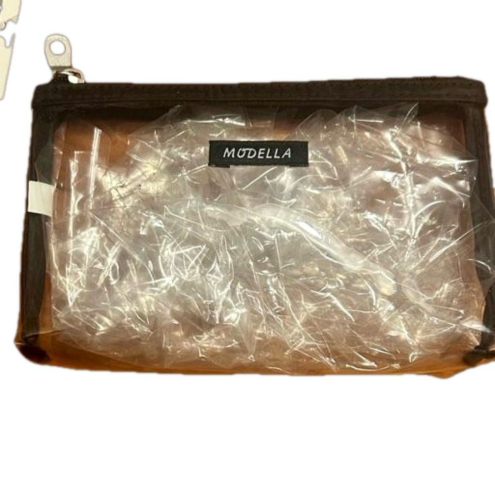 NWT Modella Transparent Pouch with Black Trim Accents